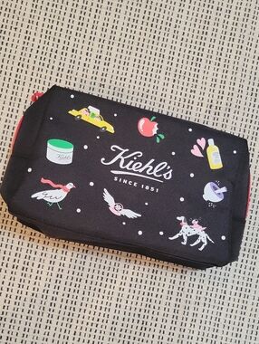Kiehl's Black Cosmetic Pouch with Playful Icon Print Limited Editon